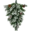 22" Snowy Flocked Angel Pine with Pine Cones Christmas Teardrop Swag - Unlit