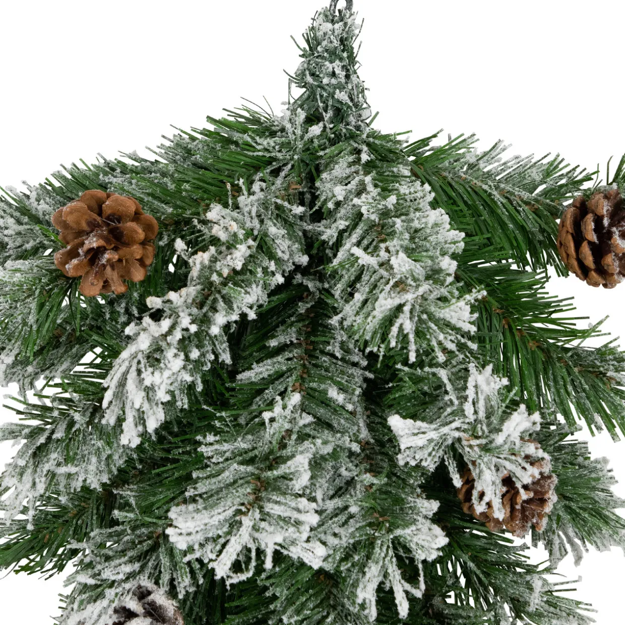 22" Snowy Flocked Angel Pine with Pine Cones Christmas Teardrop Swag - Unlit