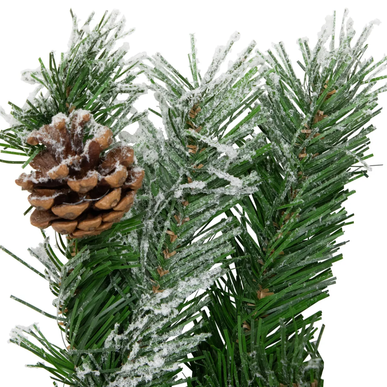 22" Snowy Flocked Angel Pine with Pine Cones Christmas Teardrop Swag - Unlit