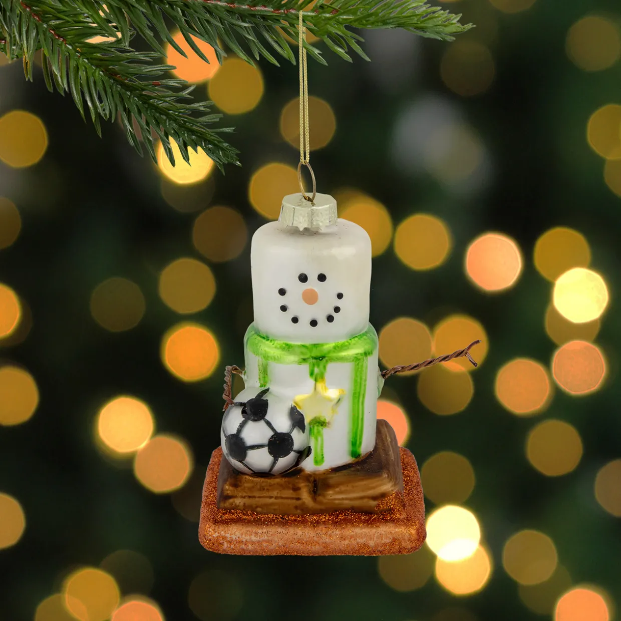 3.5" Soccer Smore Glass Christmas Ornament