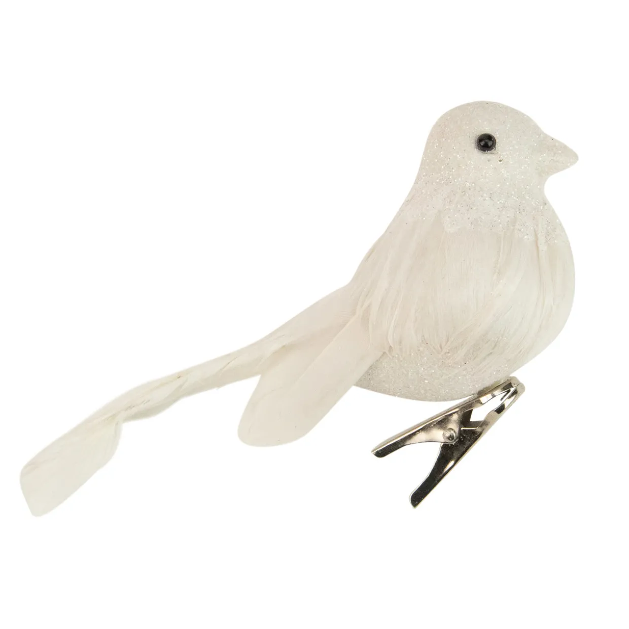 5" Sparkly White Bird Clip-On Christmas Ornament