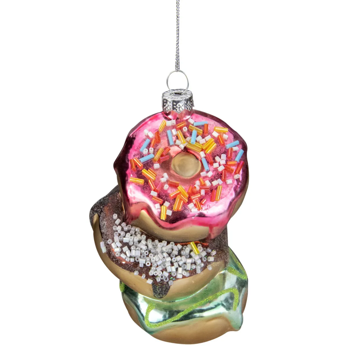 4.25" Stacked Doughnuts Glass Christmas Ornament