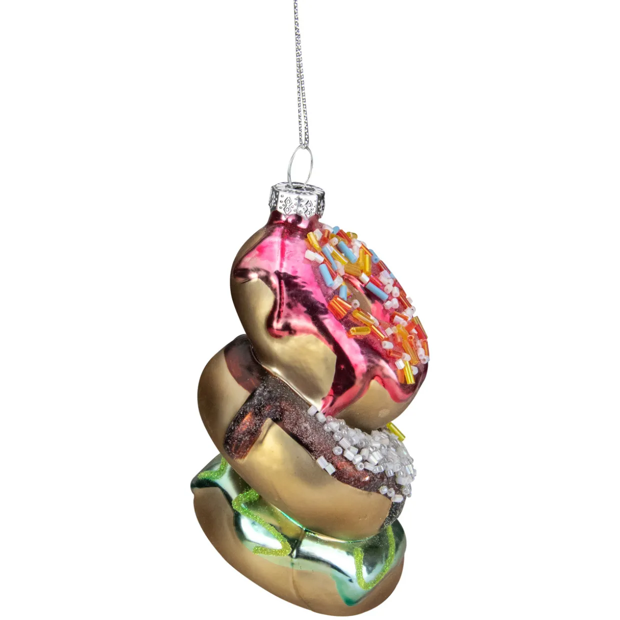 4.25" Stacked Doughnuts Glass Christmas Ornament