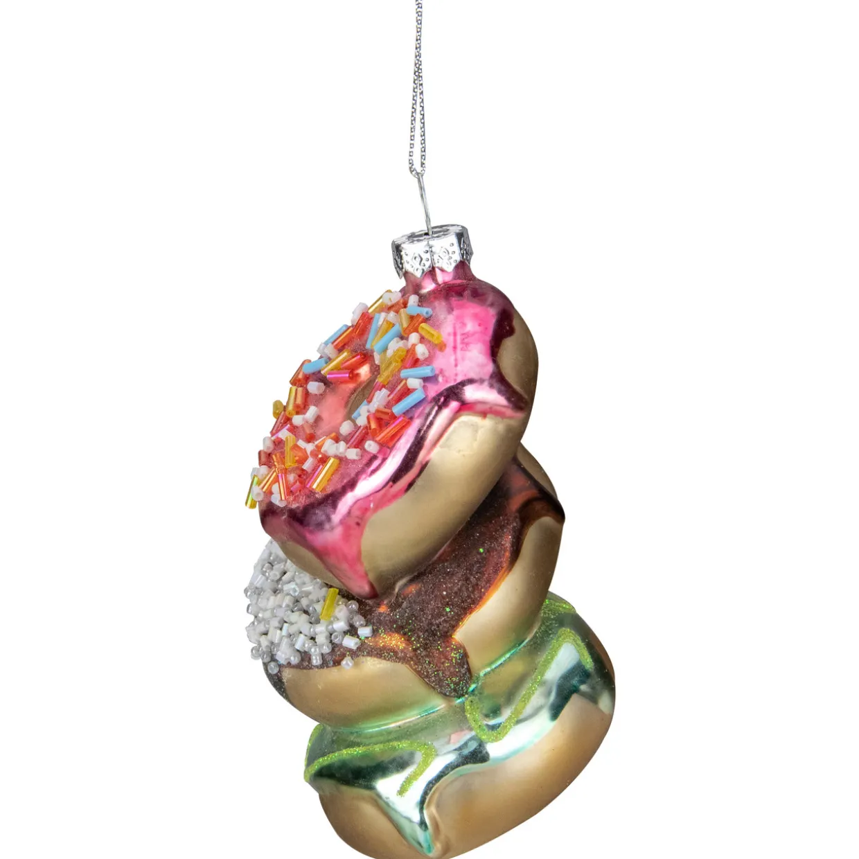 4.25" Stacked Doughnuts Glass Christmas Ornament