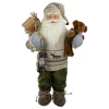2' Standing Santa Christmas Figure with a Plush Bear and Lantern