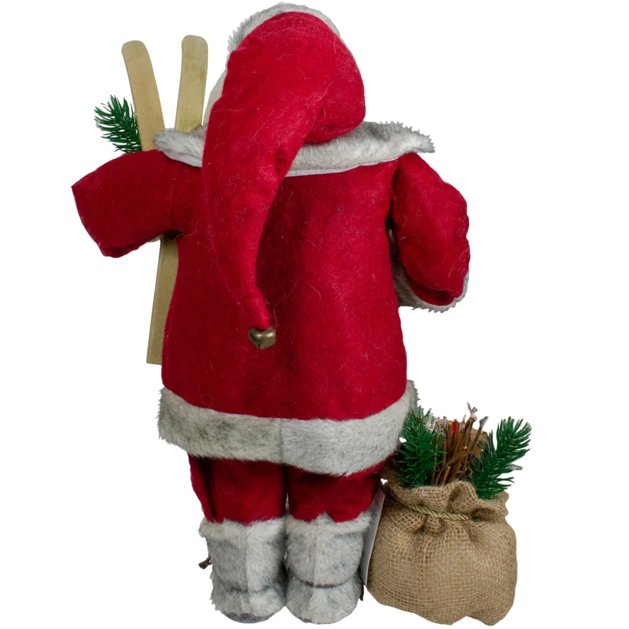18" Standing Santa Christmas Figure with Skis and Fur Boots