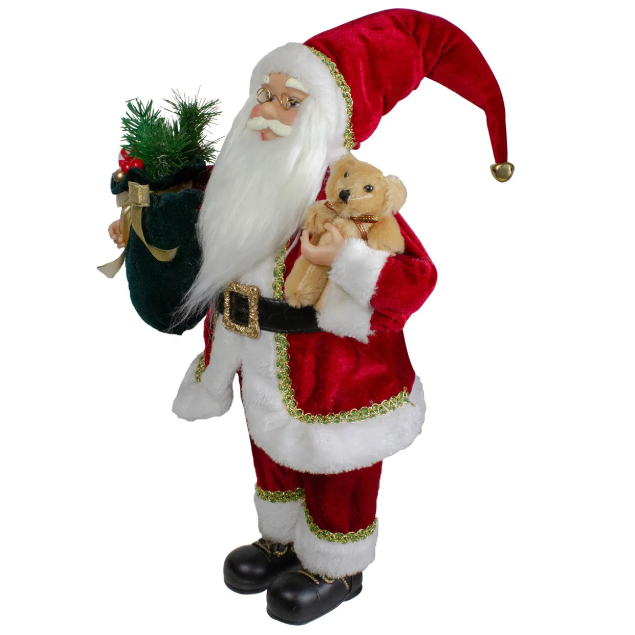 18" Standing Santa Christmas Figure with a Plush Bear