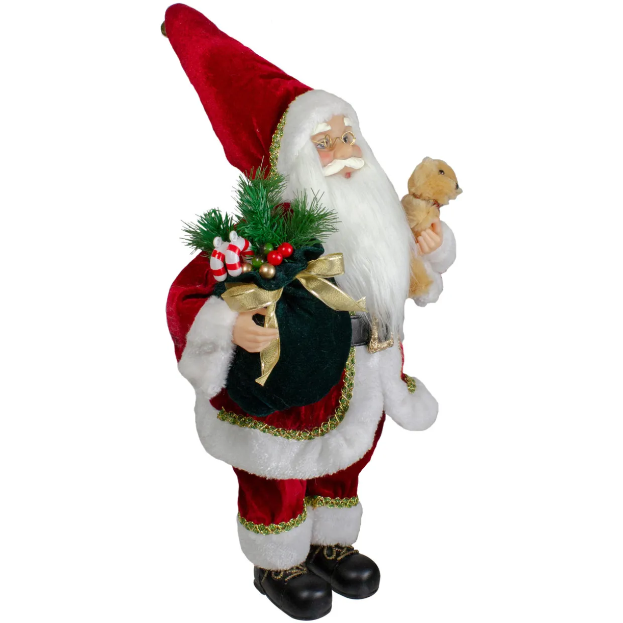 18" Standing Santa Christmas Figure with a Plush Bear