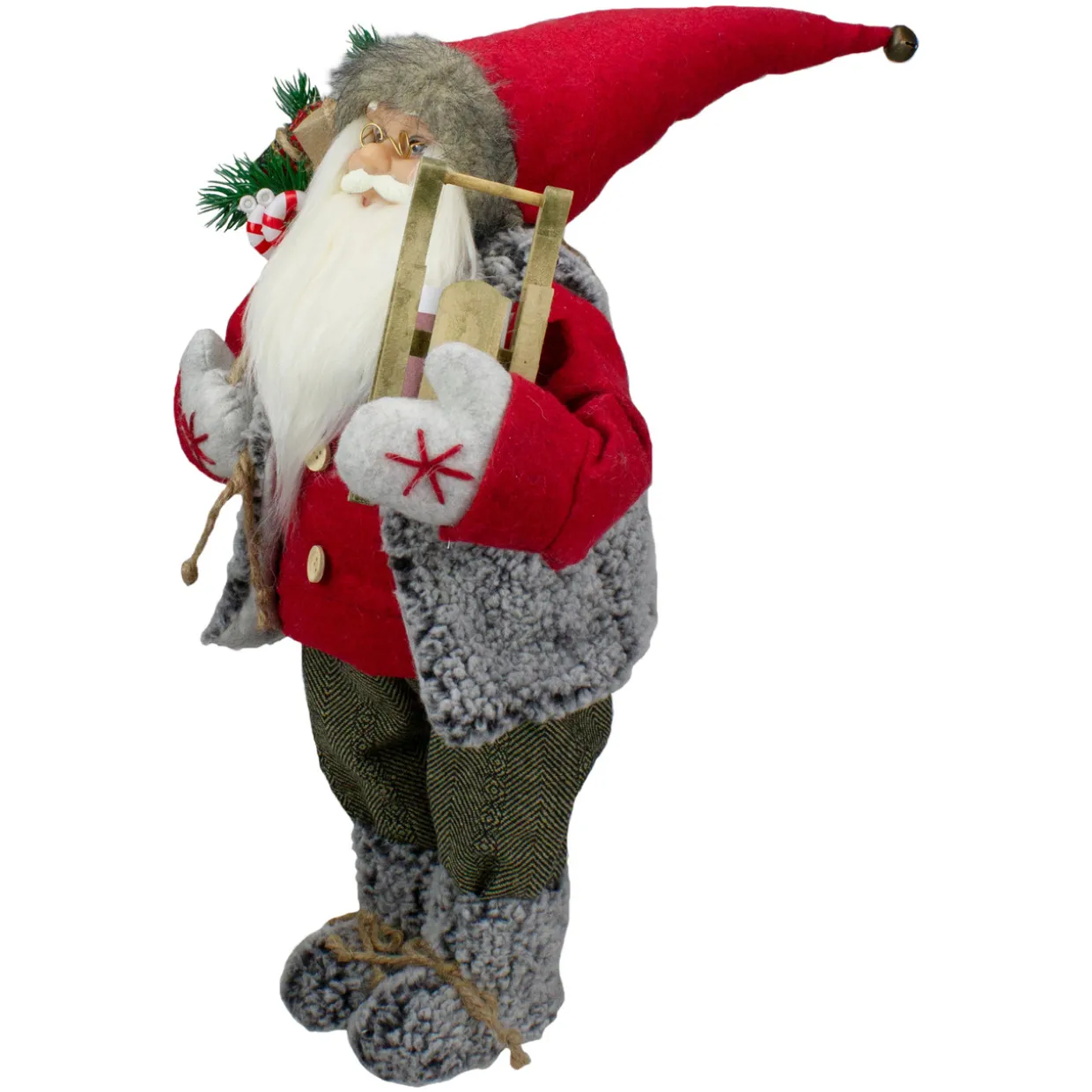 18" Standing Santa Christmas Figure Carrying Presents and a Sled
