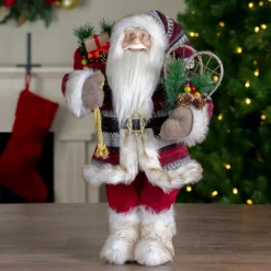 18" Standing Santa Christmas Figure with Snow Shoes and Fur Boots