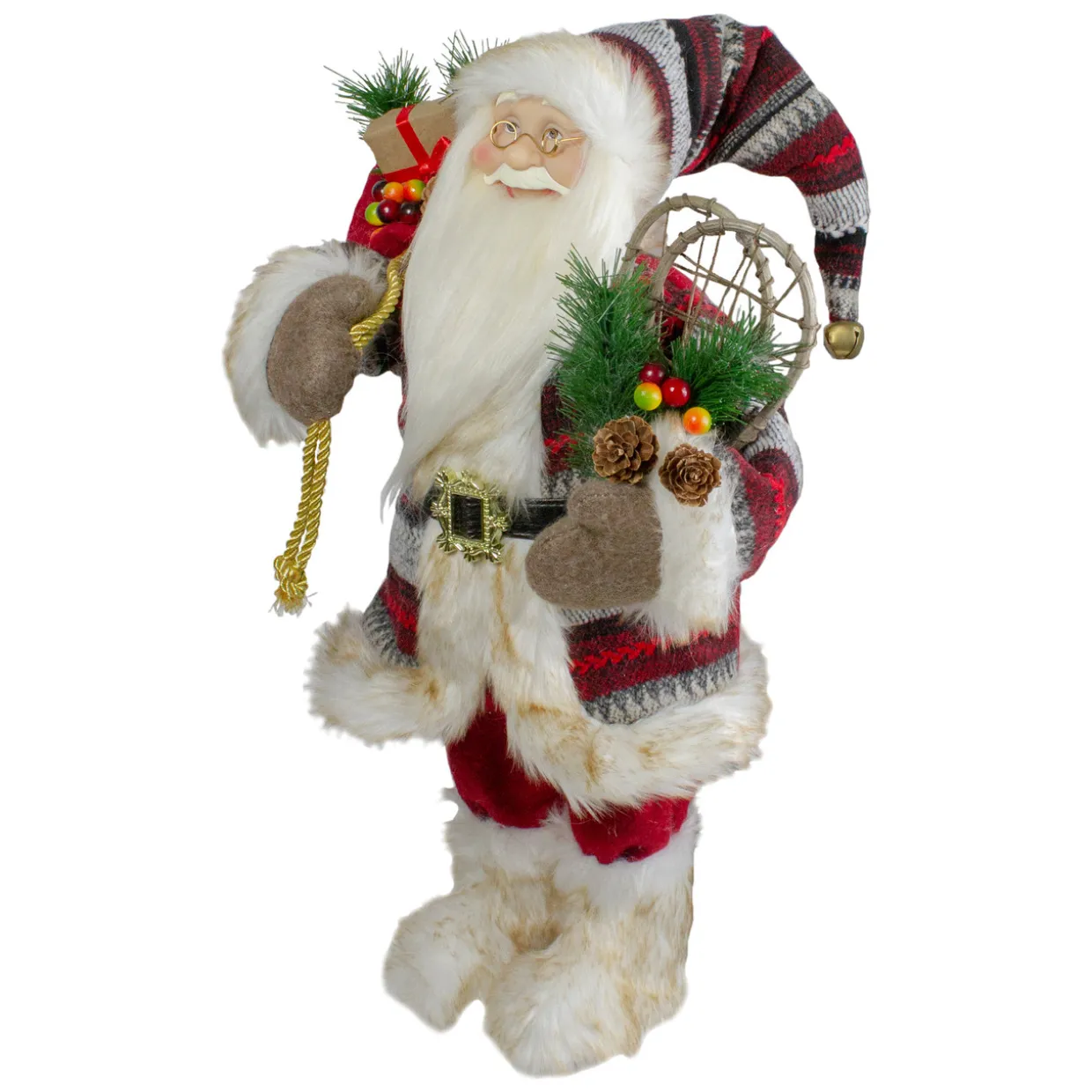 18" Standing Santa Christmas Figure with Snow Shoes and Fur Boots