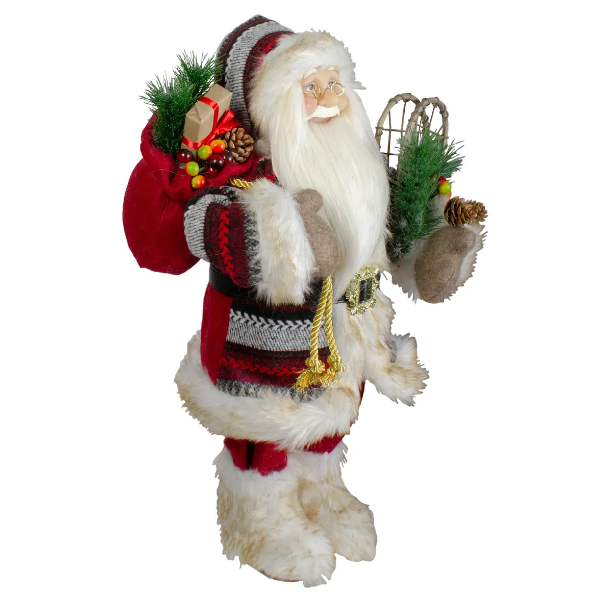 18" Standing Santa Christmas Figure with Snow Shoes and Fur Boots