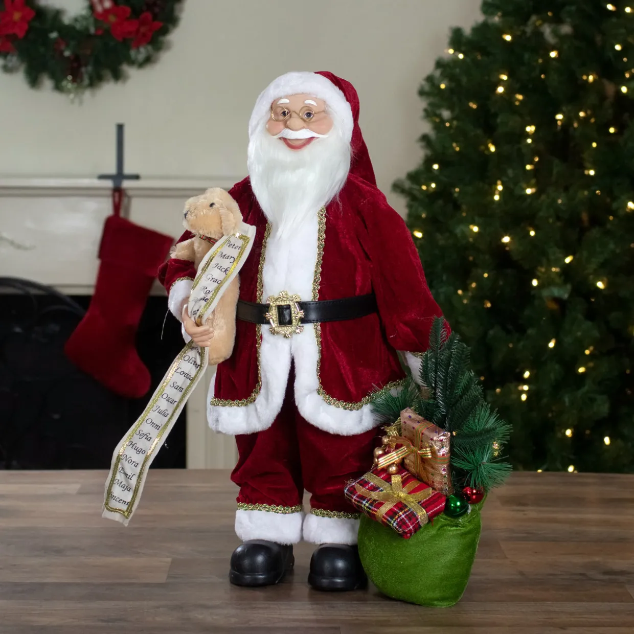 2' Standing Santa Christmas Figure with Presents and a Naughty or Nice List