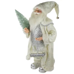 2' Standing Santa Christmas Figure Carrying a Green Pine Tree