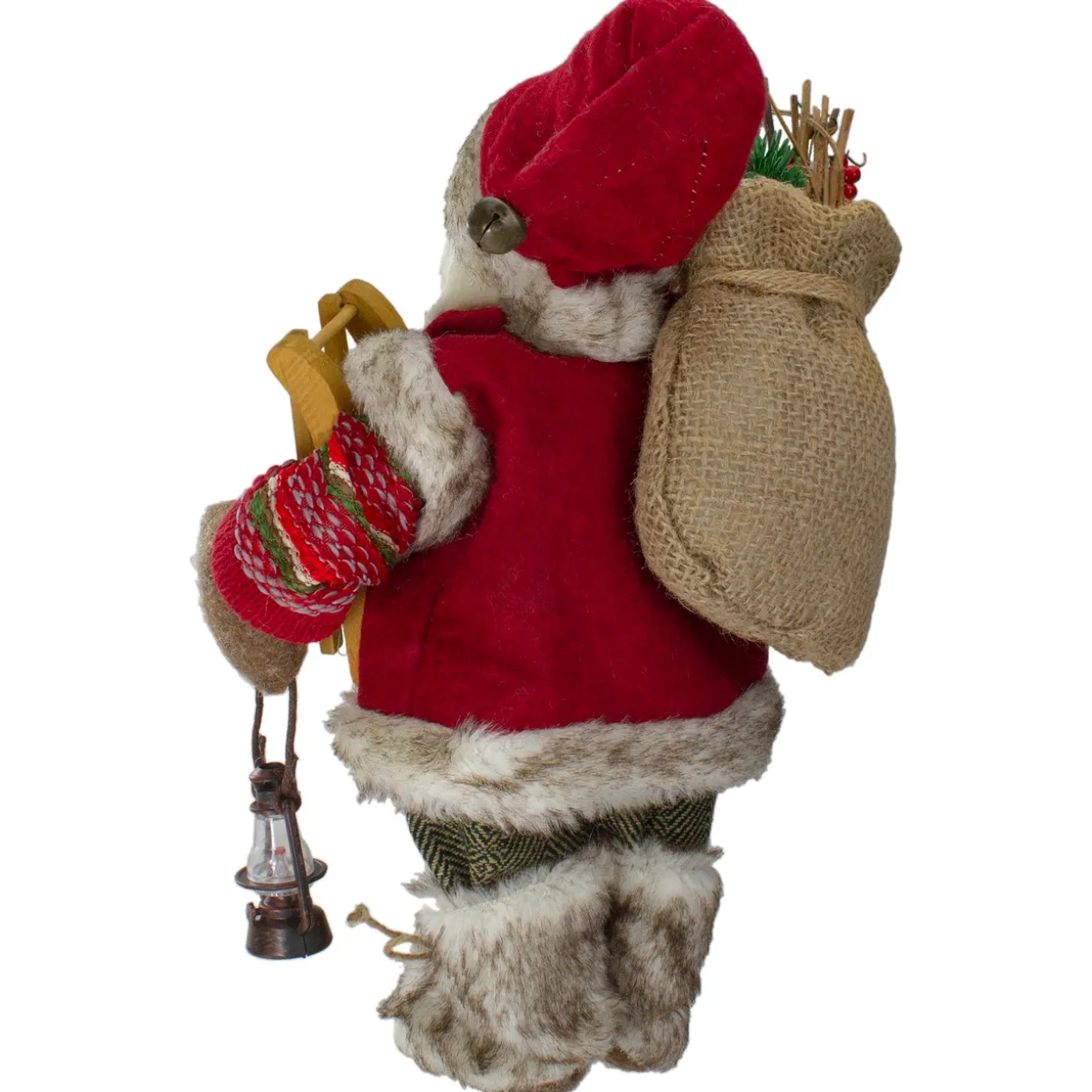 12" Standing Santa With a Sled and Lantern Christmas Figure