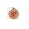 4.5" Tan and Red Embroidered Snowflake in Hoop Loom Christmas Ornament