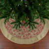 48" Tan and Red Rustic Burlap Poinsettia Christmas Tree Skirt