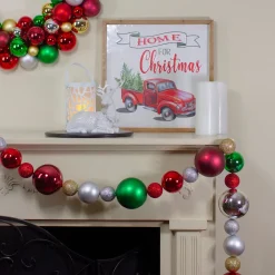 6' Traditional Colored Shatterproof Ball Artificial Christmas Garland - Unlit