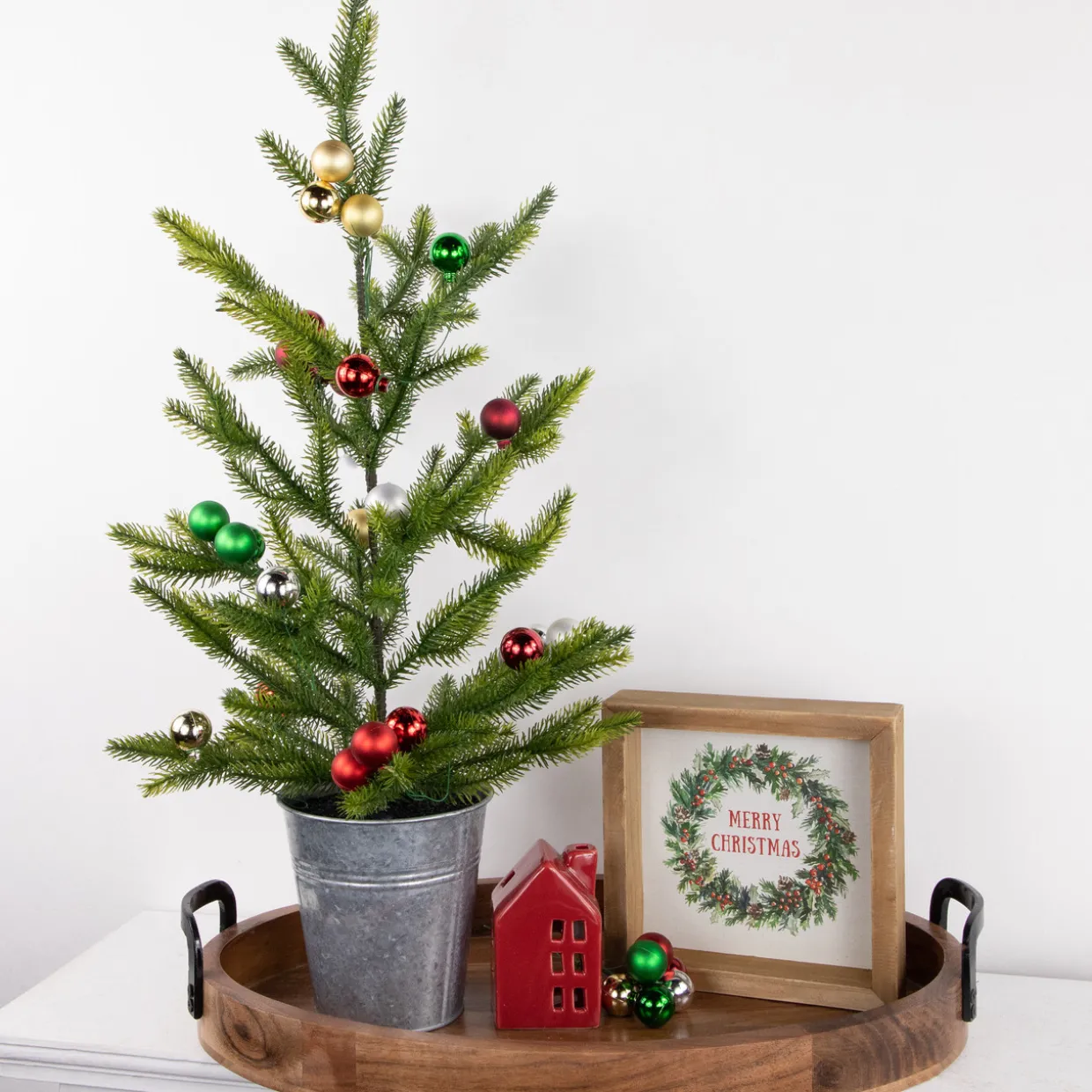 6.75" Traditional Colors Shatterproof Ball Ornament Christmas Pick