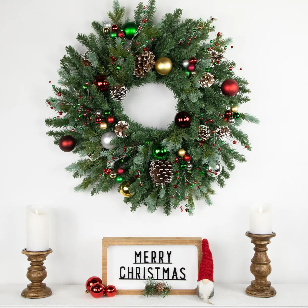 6.75" Traditional Colors Shatterproof Ball Ornament Christmas Pick