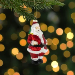 5" Traditional Red and White Santa Hanging Glass Christmas Ornament