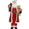 5' Traditional Santa Claus with Teddy Bear and Gift Bag Standing Christmas Figure