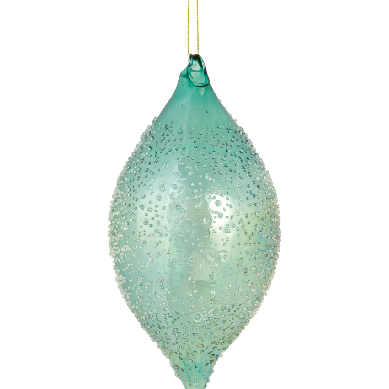 7" Transparent Blue Textured Glass Finial Christmas Ornament