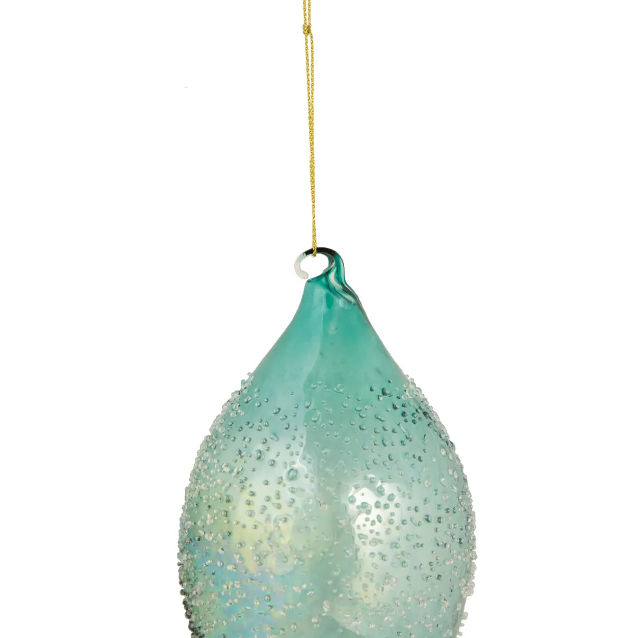 7" Transparent Blue Textured Glass Finial Christmas Ornament