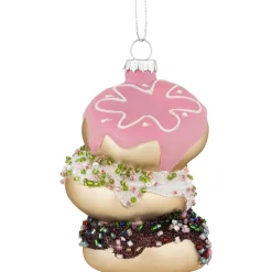 3.75" Triple Stacked Doughnuts Glass Christmas Ornament