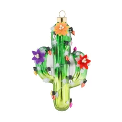 4.75" Tropical Cactus with Retro Lights Glass Christmas Ornament