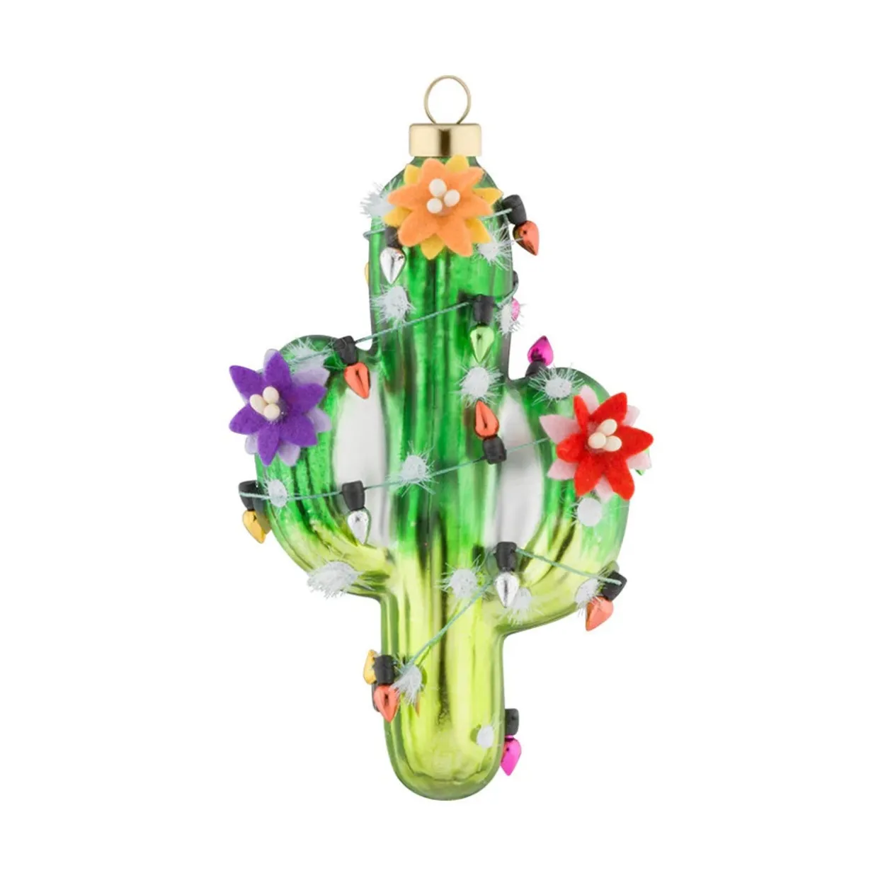 4.75" Tropical Cactus with Retro Lights Glass Christmas Ornament