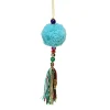8" Turquoise Blue Dangling Tassel Contemporary Hanging Christmas Ornament