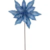 25" Two Tone Blue Glittered Poinsettia Christmas Stem Spray