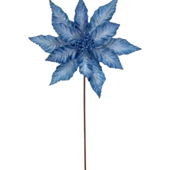 25" Two Tone Blue Glittered Poinsettia Christmas Stem Spray