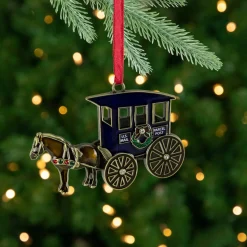 3.25" U.S. Mail Parcel Horse and Buggy Christmas Ornament with European Crystals