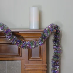 12' Vibrantly Colored Rainbow Christmas Tinsel Garland - Unlit