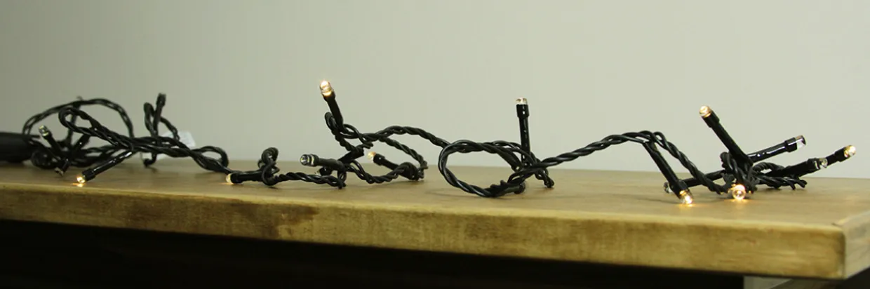 368 Warm White LED Battery Operated 8-Function Christmas Lights - 90 ft Black Wire