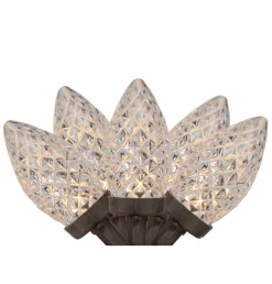 100 Warm White LED Faceted C9 Christmas Lights - 66 ft Brown Wire