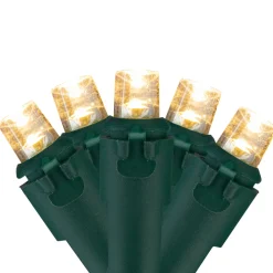 50 Warm White LED Wide Angle Christmas Lights - 16.25 ft Green Wire