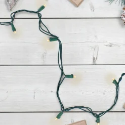 50 Warm White LED Wide Angle Christmas Lights - 16.25 ft Green Wire