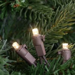 100 Warm White LED Wide Angle Christmas Lights - 33 ft Brown Wire