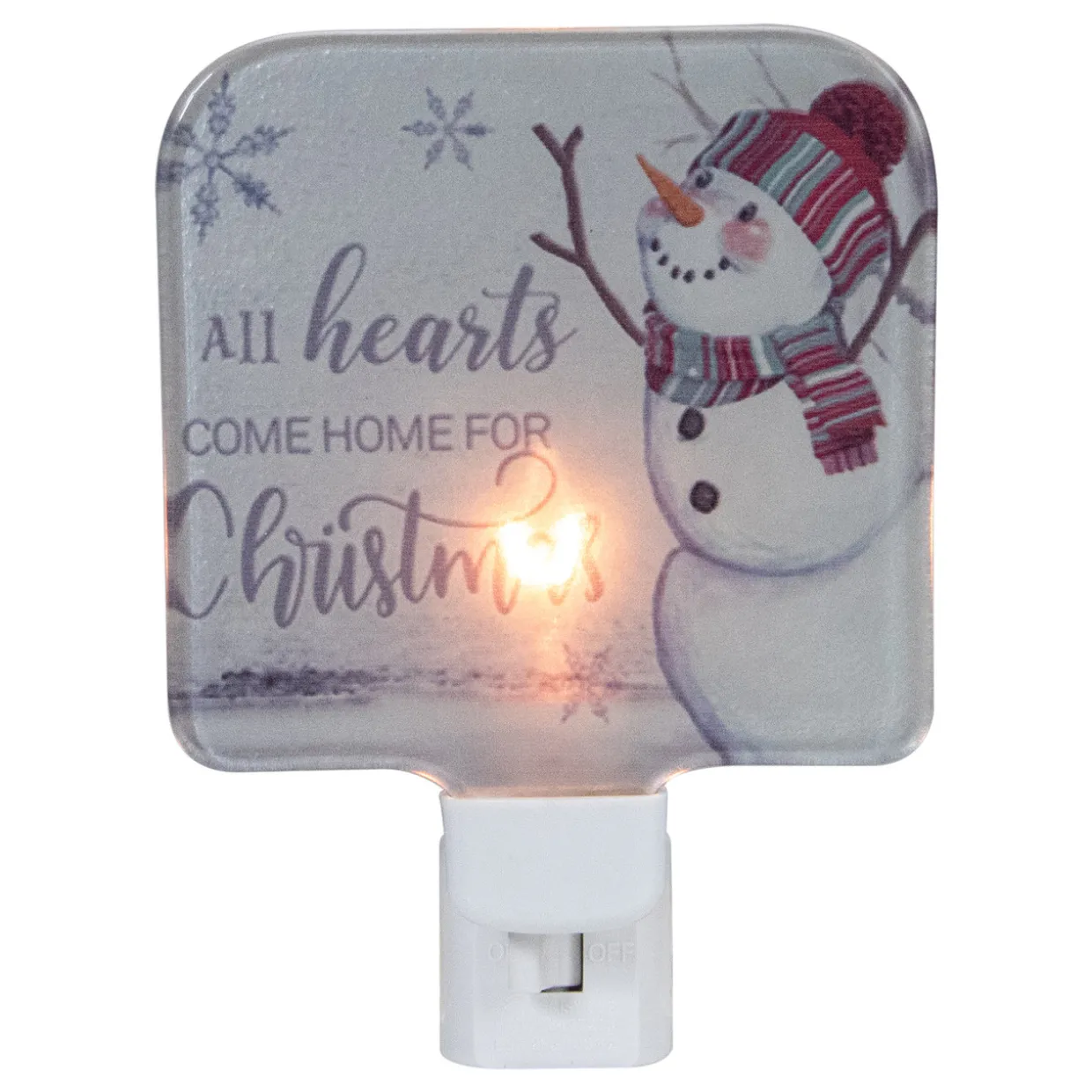 4" White All Hearts Come Home for Christmas Glass Night Light