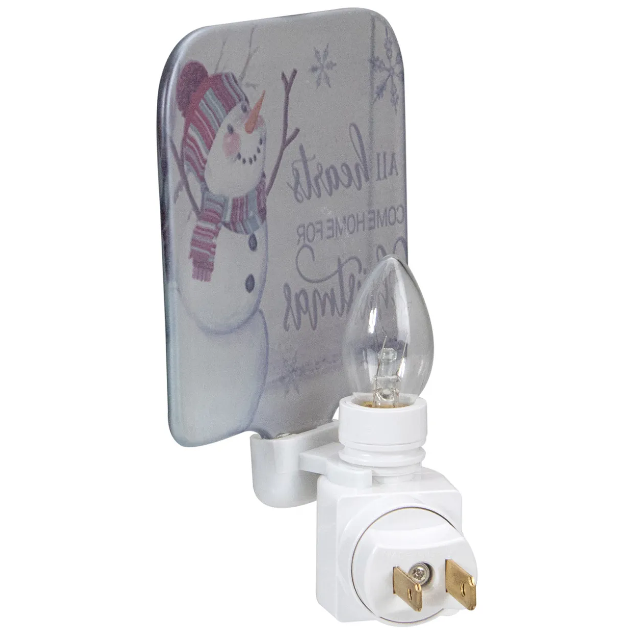 4" White All Hearts Come Home for Christmas Glass Night Light