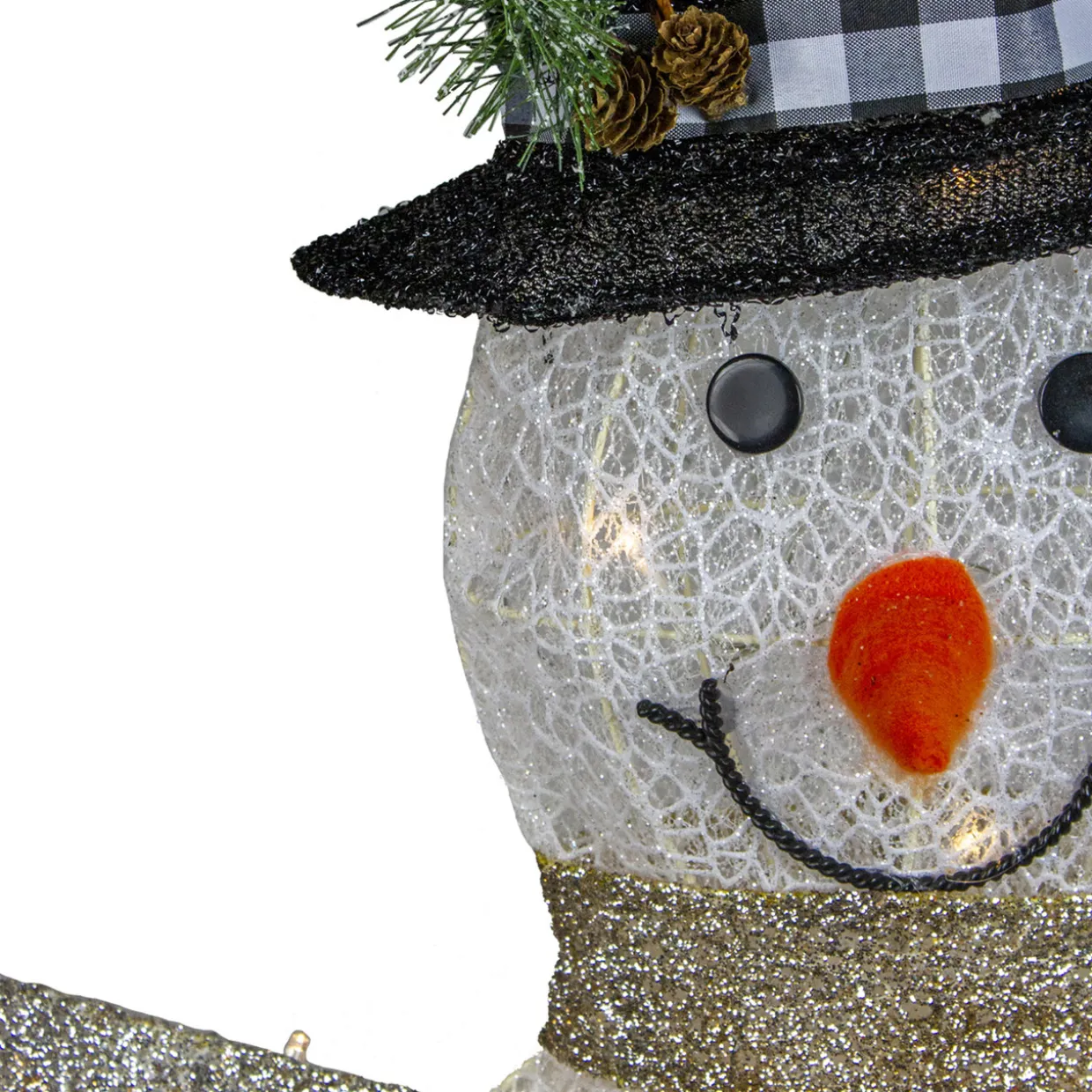 49" White and Black LED Lighted Snowman with Top Hat Christmas Outdoor Decoration
