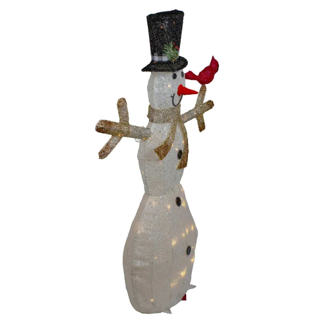 49" White and Black LED Lighted Snowman with Top Hat Christmas Outdoor Decoration