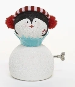 8.75" White and Blue Animated Musical Penguin Face Christmas Figurine