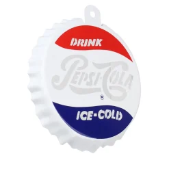3.25" White and Blue Pepsi-Cola Bottle Cap Logo Cut-Out Christmas Ornament