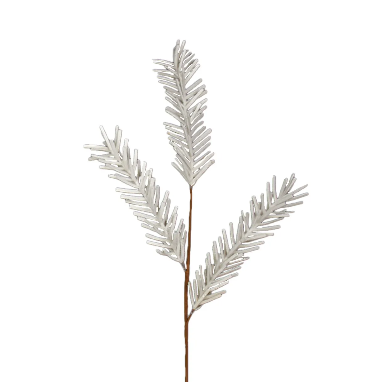 32" White and Brown Glittered Pine Artificial Christmas Spray