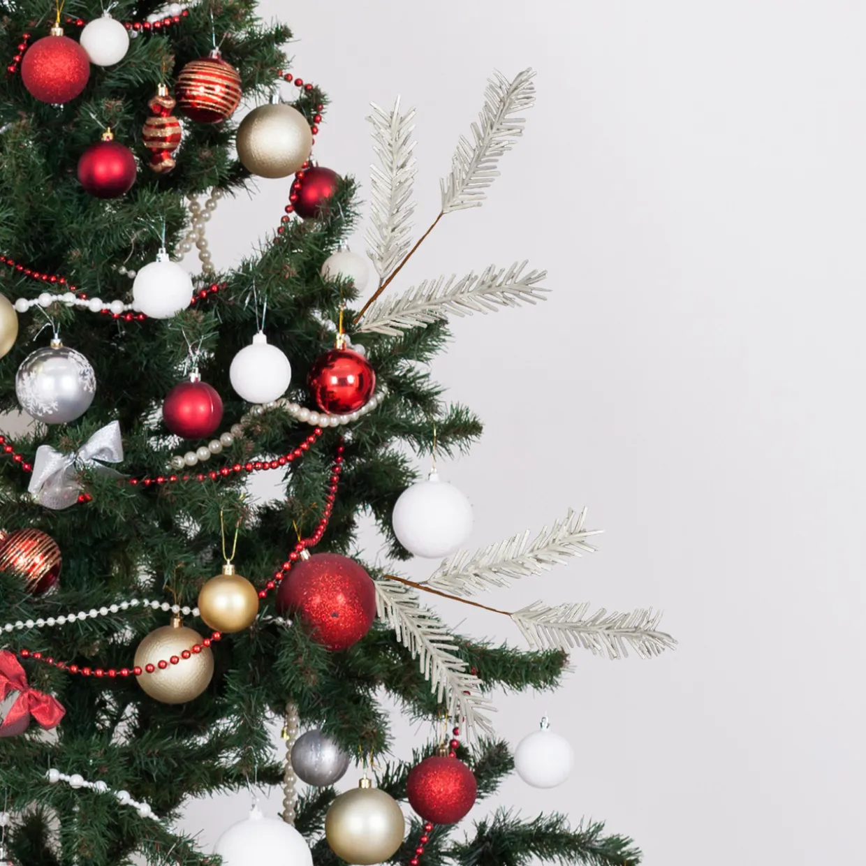 32" White and Brown Glittered Pine Artificial Christmas Spray