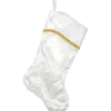 20.5" White and Gold Glitter Poinsettia Christmas Stocking